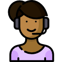 icon of woman wearing headset
